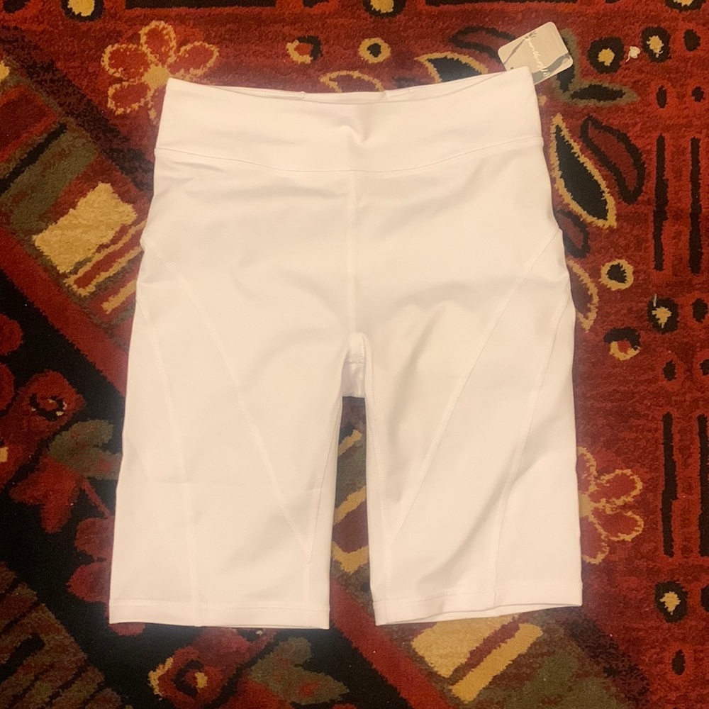 Free People Movement Biker Baby High Waist Bike Shorts White S